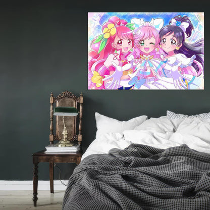 Fresh Pretty Cure! Fresh Precure Love Momozono Miki Aono Inori Yamabuki Setsuna Higashi Magical Girl Anime Poster Manga Art