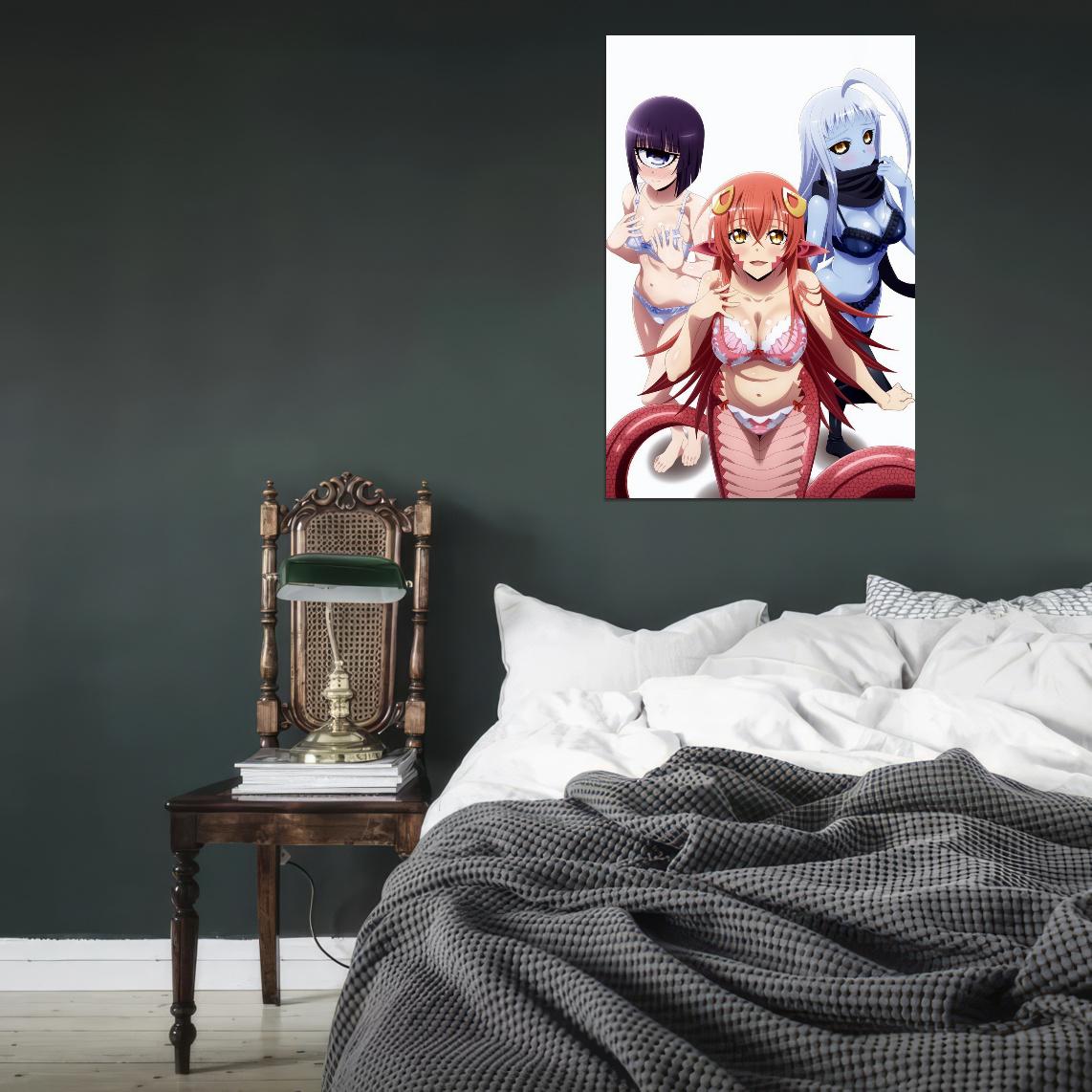 Monster Musume No Iru Nichijou Monster Musume Everyday Life With Monster Girls Lala Miia Manako Anime Poster Manga Art Sexy