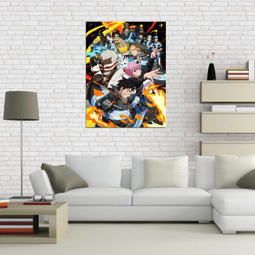 Fire Force Tv Series Anime Poster Japanese Action Supernatural Firefighters Manga Art