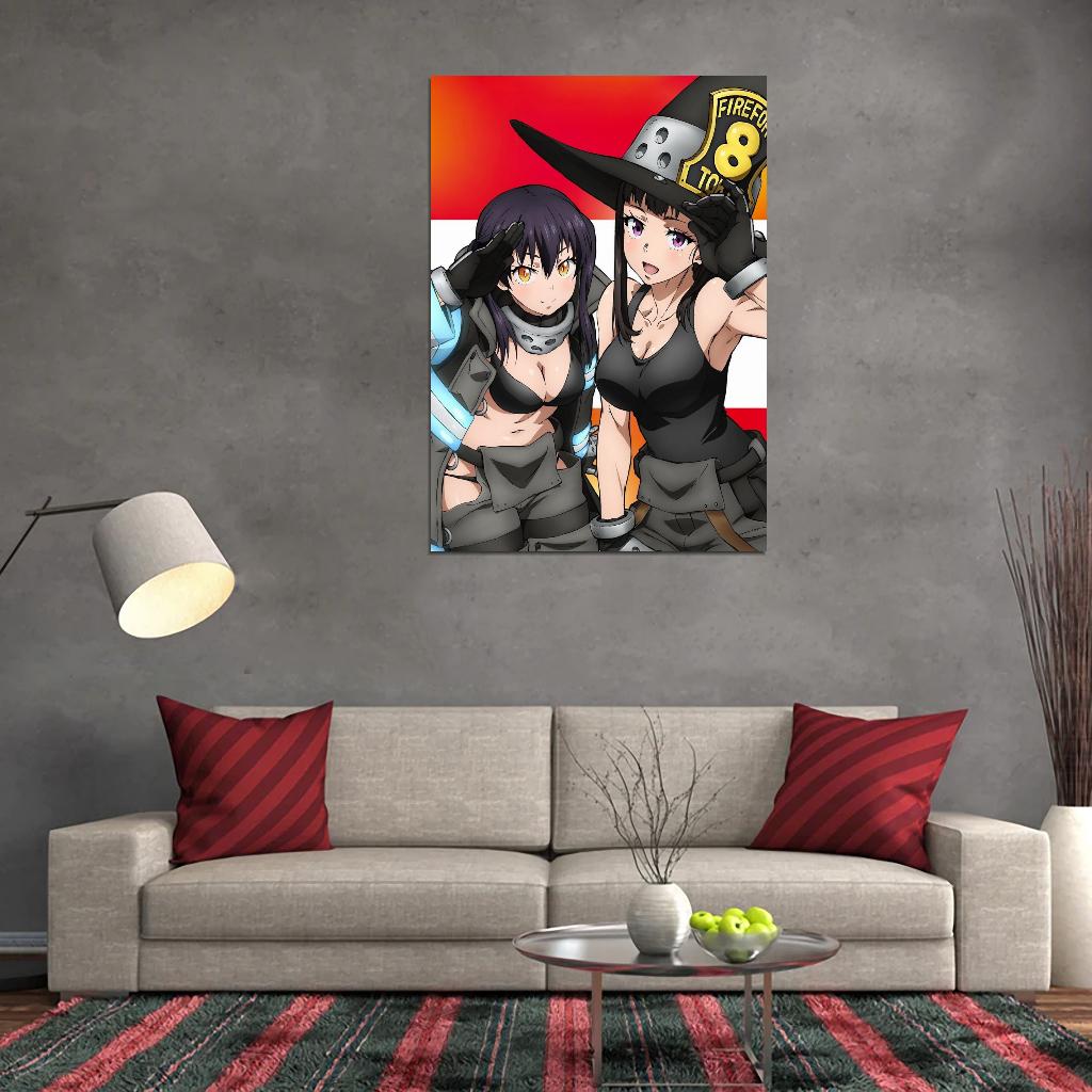 Fire Force Tv Series Anime Poster Japanese Action Supernatural Firefighters Sexy Maki Oze Manga Art