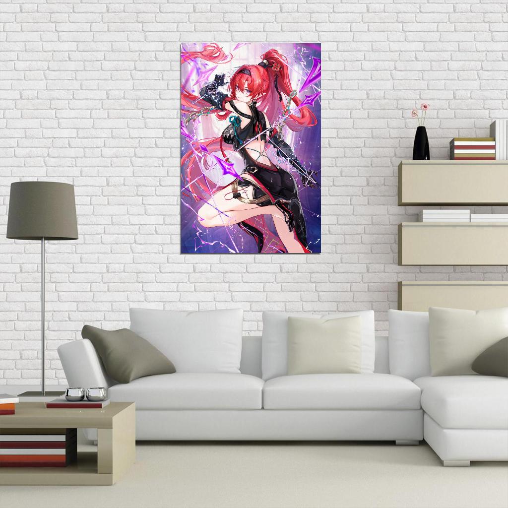 Yinlin Wuthering Waves Video Game Anime Poster Redhead Girl Sexy Manga Art