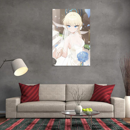 Asuma Toki Blue Archive Game Poster Japanese School Girl Cute Blonde Bride Anime Poster Manga Art