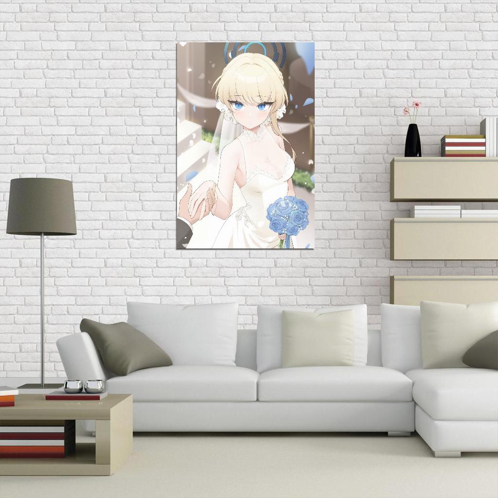 Asuma Toki Blue Archive Game Poster Japanese School Girl Cute Blonde Bride Anime Poster Manga Art