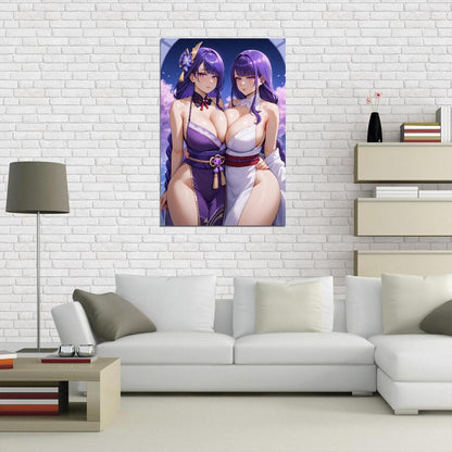 Genshin Impact Raiden Shogun Anime Poster Video Game Japanese Action Fantasy Sexy Twins Manga Art