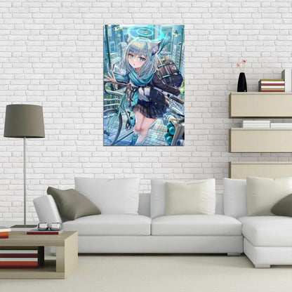 Sunaookami Shiroko Blue Archive Video Game Anime Poster Japanese School Girl Cute Kemonomimi Grey Hair Manga Art