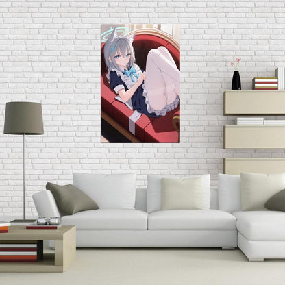 Sunaookami Shiroko Blue Archive Video Game Anime Poster Japanese School Girl Cute Kemonomimi Grey Hair Manga Art