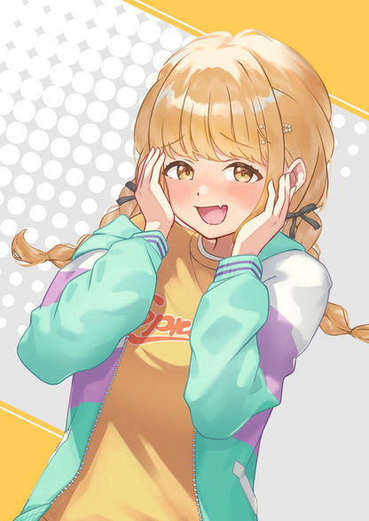 Fujita Kotone Gakuen Idolm@ster Video Game Anime Poster Japanese Blonde Braids School Girl Cute Manga Art