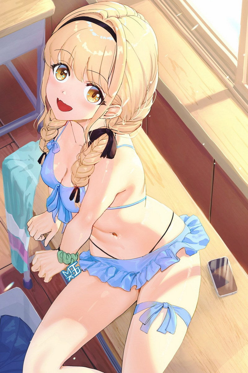 Fujita Kotone Gakuen Idolm@ster Video Game Anime Poster Japanese Blonde Braids School Girl Cute Underwear Sexy Manga Art