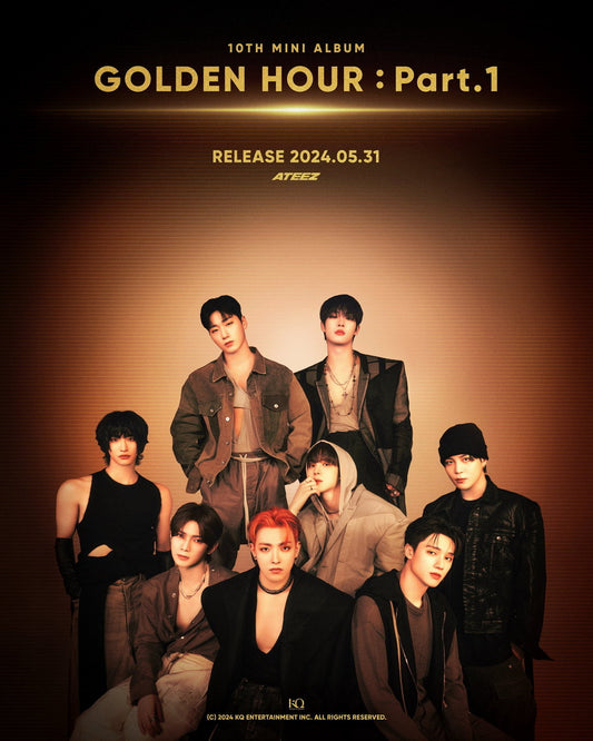 Ateez Golden Hour Hongjoong Seonghwa Yunho Yeosang San Mingi Wooyoung Jongho K-Pop Music Poster