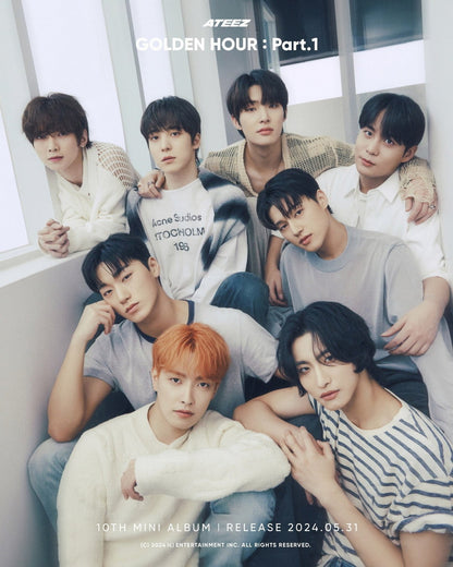 Ateez Golden Hour Hongjoong Seonghwa Yunho Yeosang San Mingi Wooyoung Jongho K-Pop Music Poster