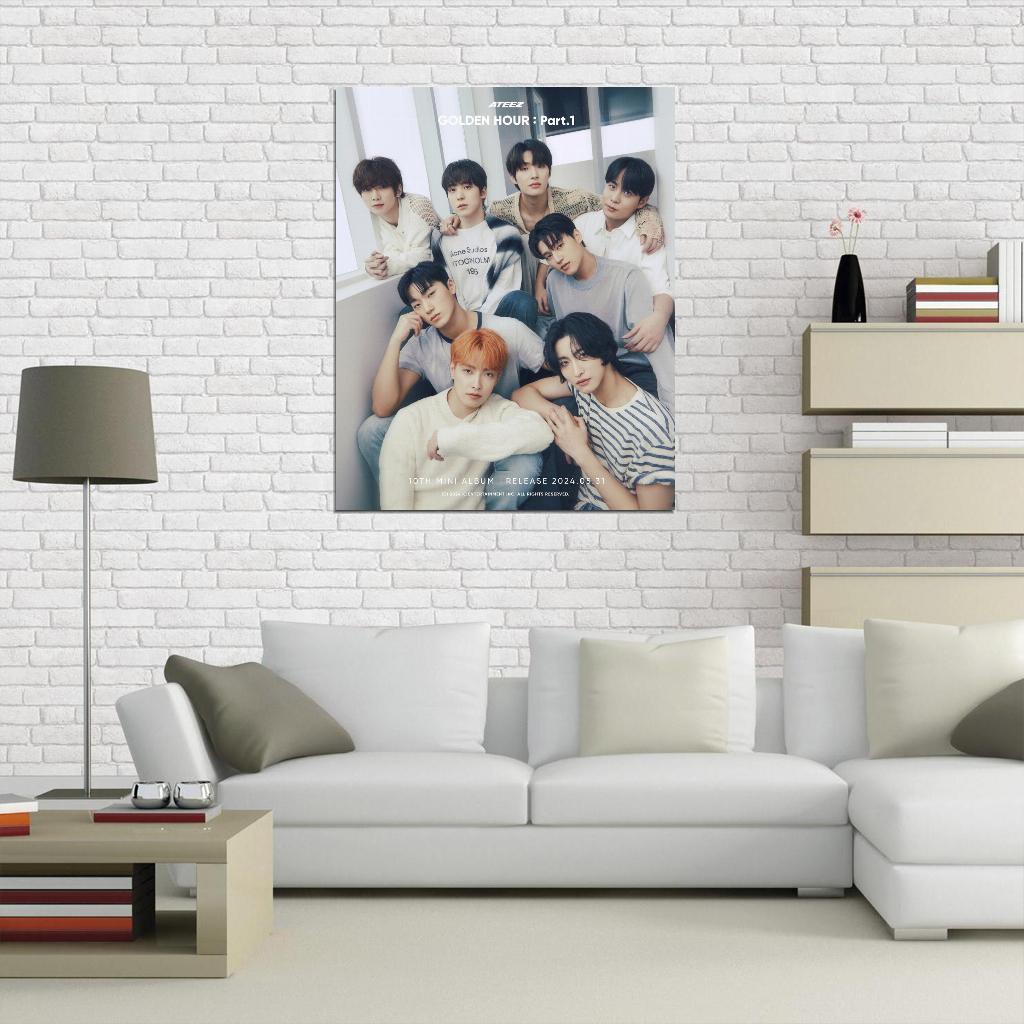 Ateez Golden Hour Hongjoong Seonghwa Yunho Yeosang San Mingi Wooyoung Jongho K-Pop Music Poster