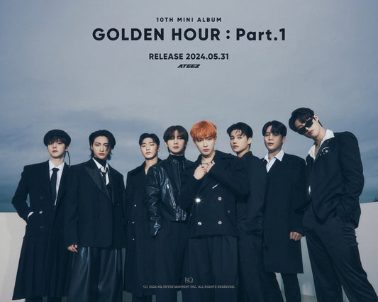 Ateez Golden Hour Hongjoong Seonghwa Yunho Yeosang San Mingi Wooyoung Jongho K-Pop Music Poster