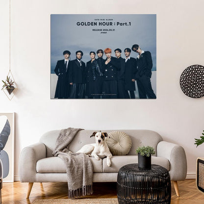 Ateez Golden Hour Hongjoong Seonghwa Yunho Yeosang San Mingi Wooyoung Jongho K-Pop Music Poster