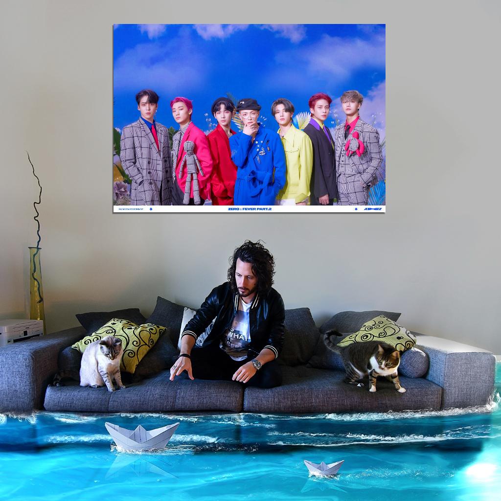 Ateez Hongjoong Seonghwa Yunho Yeosang San Mingi Wooyoung Jongho K-Pop Music Poster