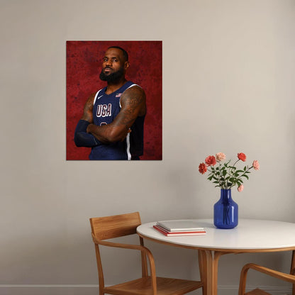 LeBron James USA National Team 2024 Basketball Player Poster