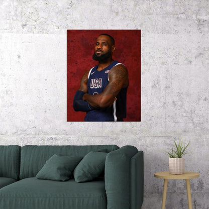 LeBron James USA National Team 2024 Basketball Player Poster