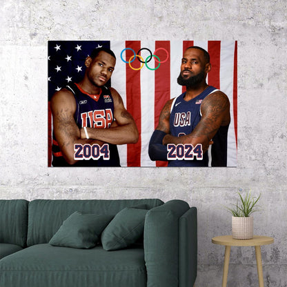 LeBron James 2004 2024 USA National Team Basketball Player Poster