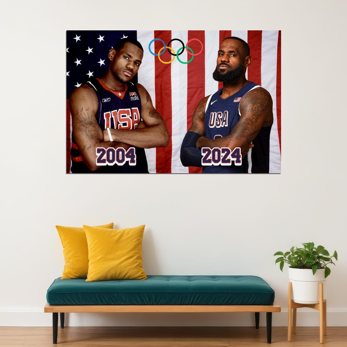 LeBron James 2004 2024 USA National Team Basketball Player Poster