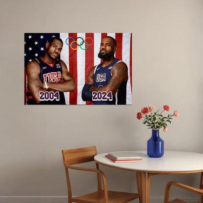 LeBron James 2004 2024 USA National Team Basketball Player Poster