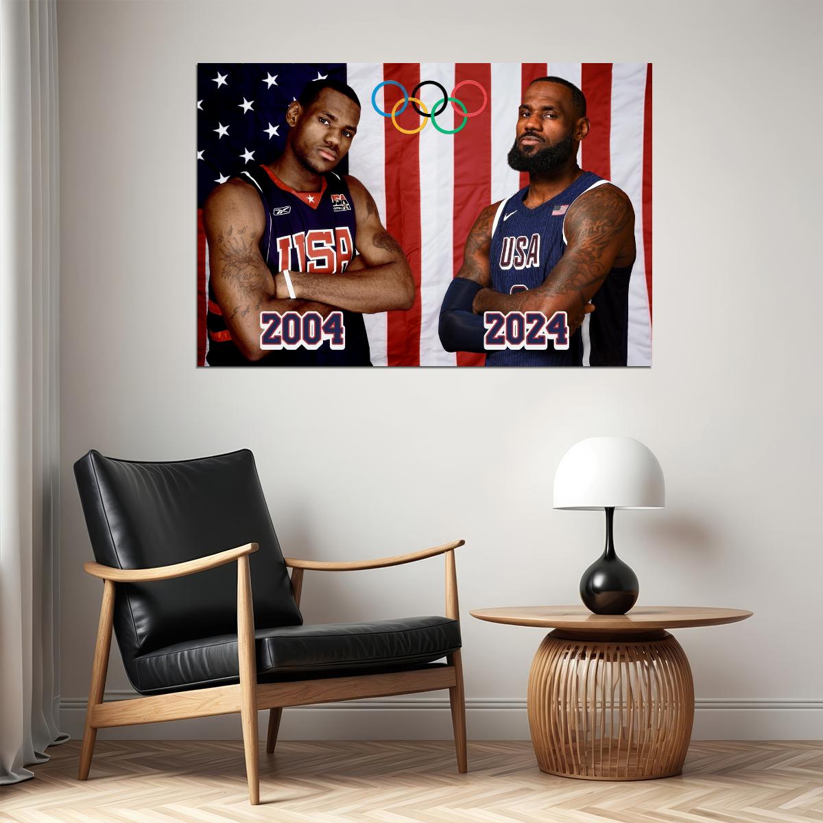 LeBron James 2004 2024 USA National Team Basketball Player Poster