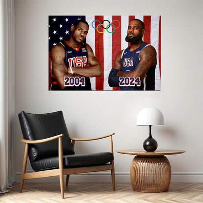 LeBron James 2004 2024 USA National Team Basketball Player Poster