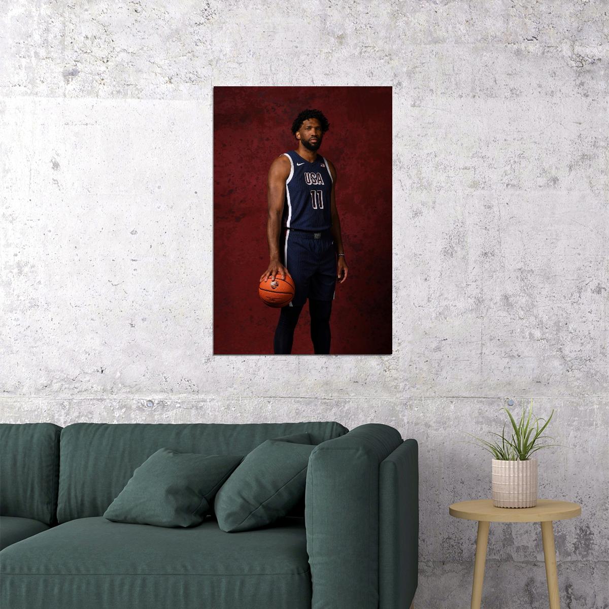 Joel Embiid USA National Team 2024 Basketball Player Poster