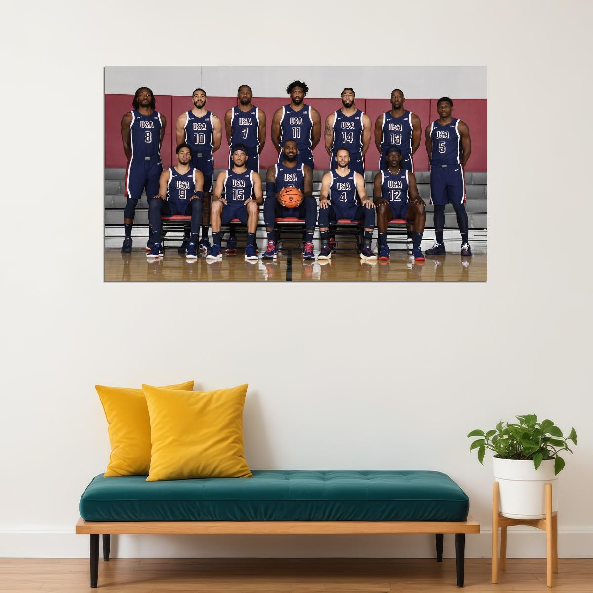 USA National Basketball Dream Team 2024 All Players Poster