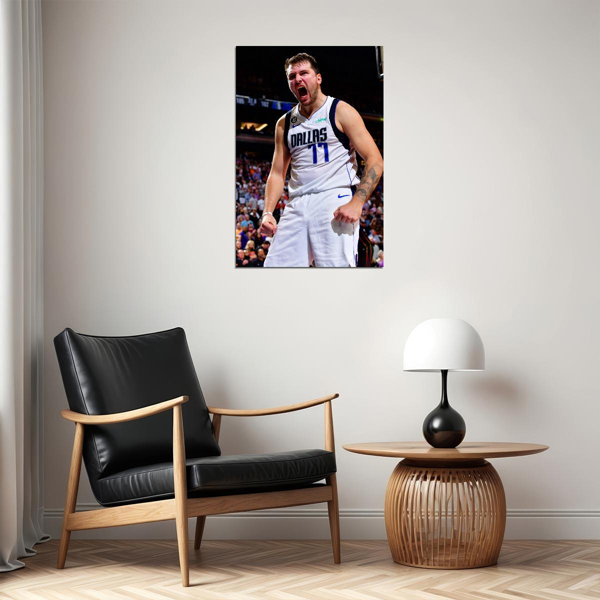 Luka Doncic Screaming Roar Basketball Player Poster Motivational Sports Print