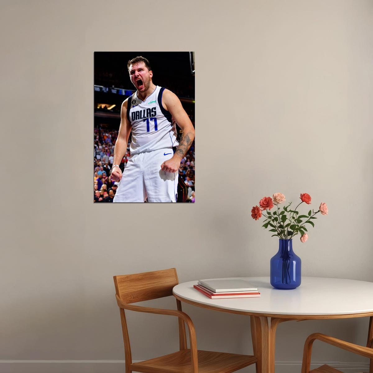 Luka Doncic Screaming Roar Basketball Player Poster Motivational Sports Print