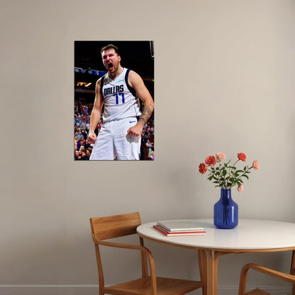 Luka Doncic Screaming Roar Basketball Player Poster Motivational Sports Print