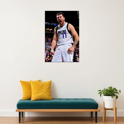 Luka Doncic Screaming Roar Basketball Player Poster Motivational Sports Print