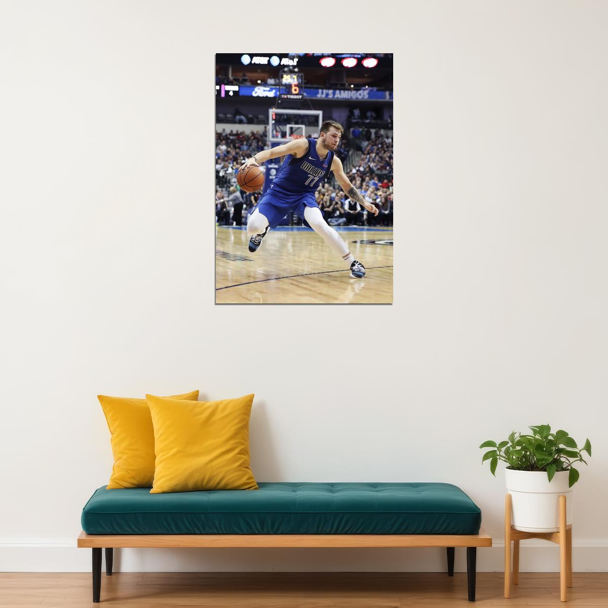 Luka Doncic Stepback Basketball Player Poster Motivational Sports Print