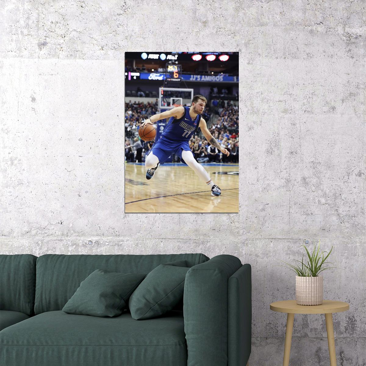 Luka Doncic Stepback Basketball Player Poster Motivational Sports Print