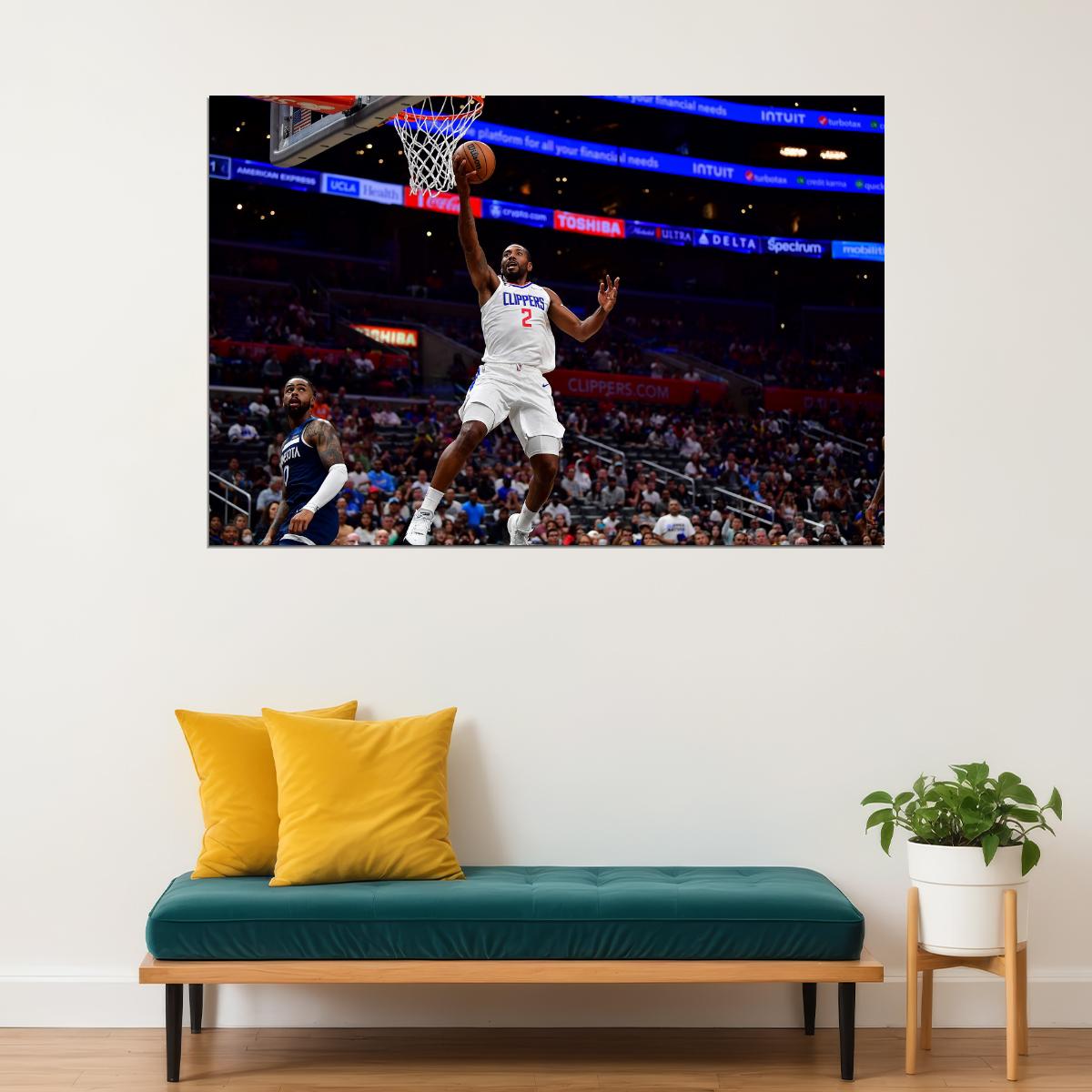 Kawhi Leonard Dunk Basketball Player Poster Motivational Sports Print