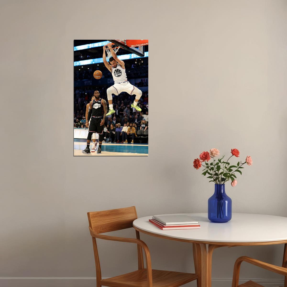 Steph Curry Dunk Basketball Player Poster Motivational Sports Print