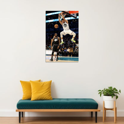 Steph Curry Dunk Basketball Player Poster Motivational Sports Print