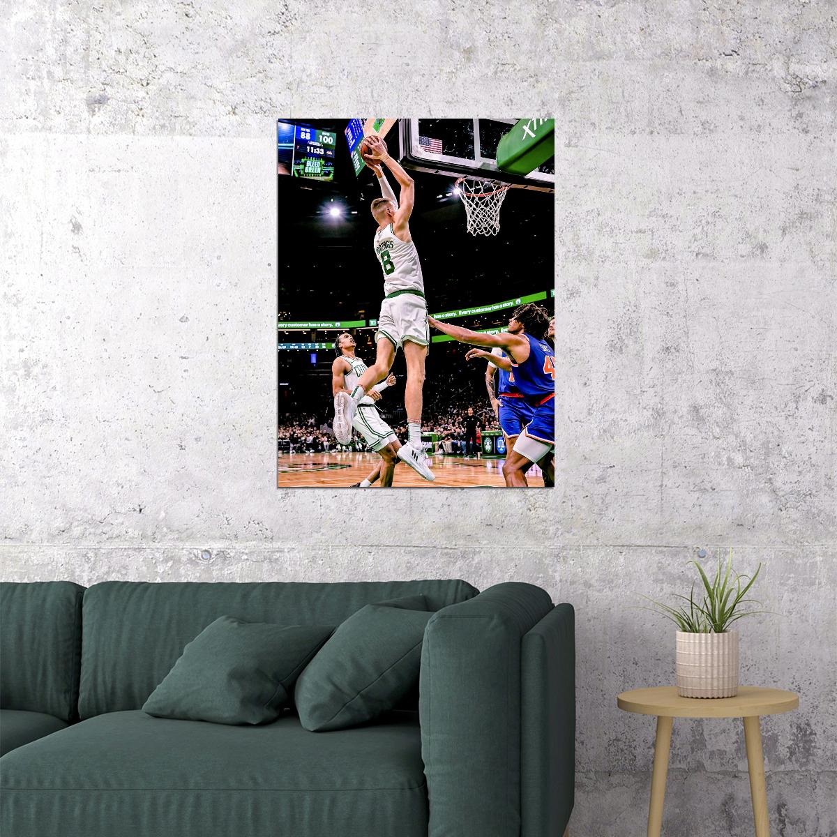 Kristaps Porzingis Dunk Basketball Player Poster Motivational Sports Print