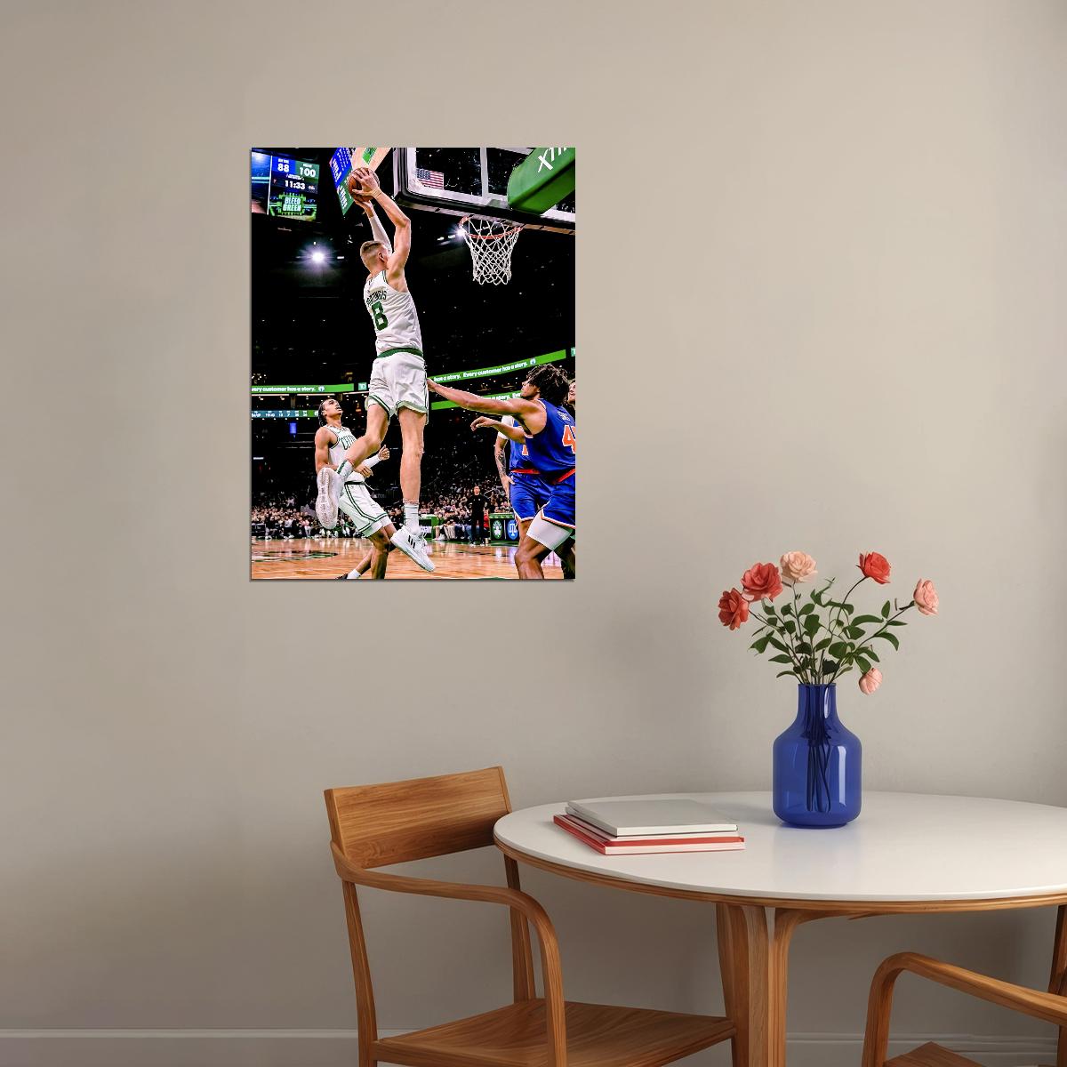 Kristaps Porzingis Dunk Basketball Player Poster Motivational Sports Print