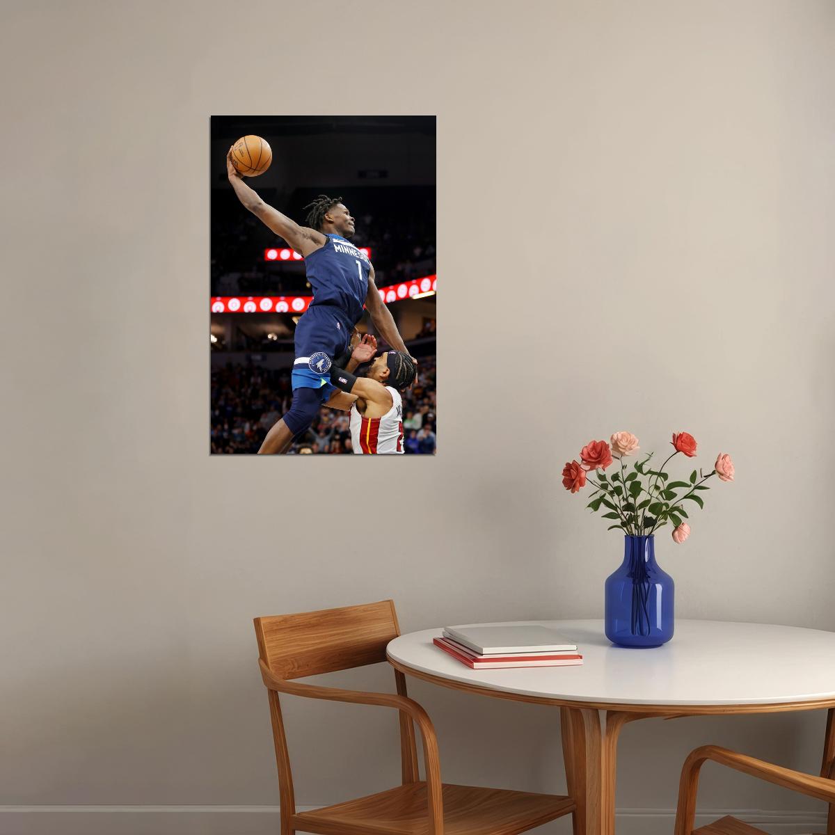 Anthony Edwards Dunk Basketball Player Poster Motivational Sports Print