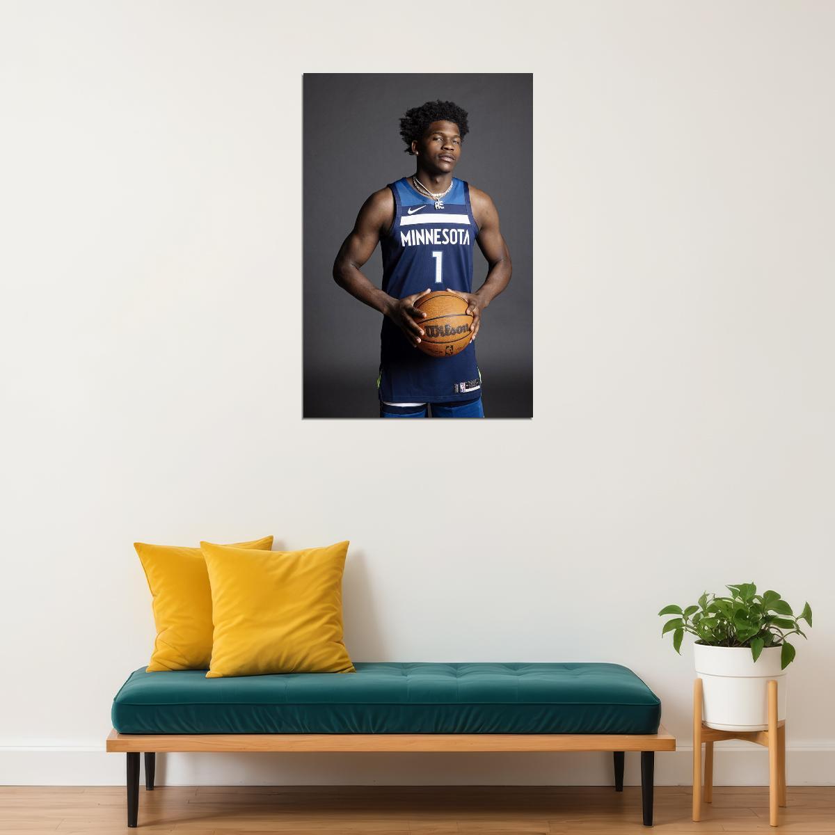 Anthony Edwards Basketball Player Poster Motivational Sports Print