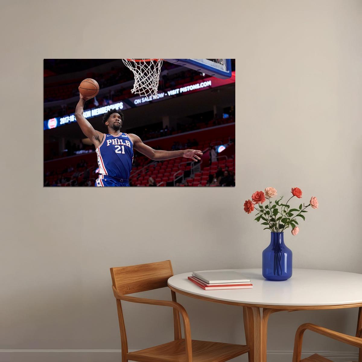 Joel Embiid Dunk Basketball Player Poster Motivational Sports Print