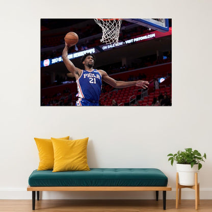 Joel Embiid Dunk Basketball Player Poster Motivational Sports Print