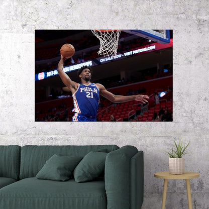 Joel Embiid Dunk Basketball Player Poster Motivational Sports Print