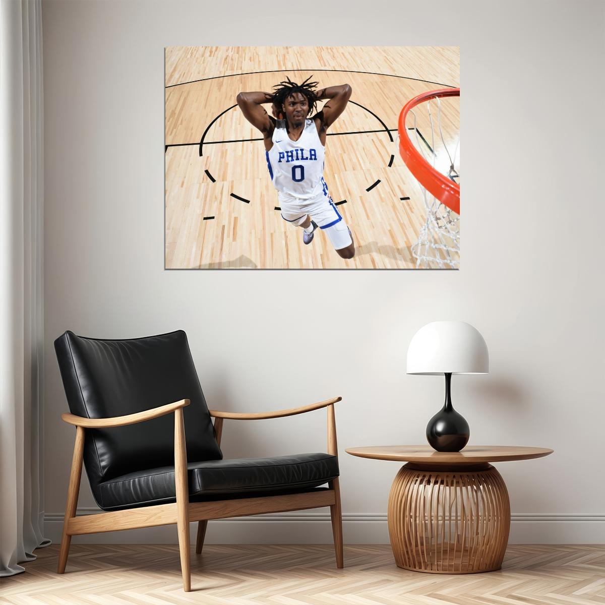 Tyrese Maxey Dunk Basketball Player Poster Motivational Sports Print