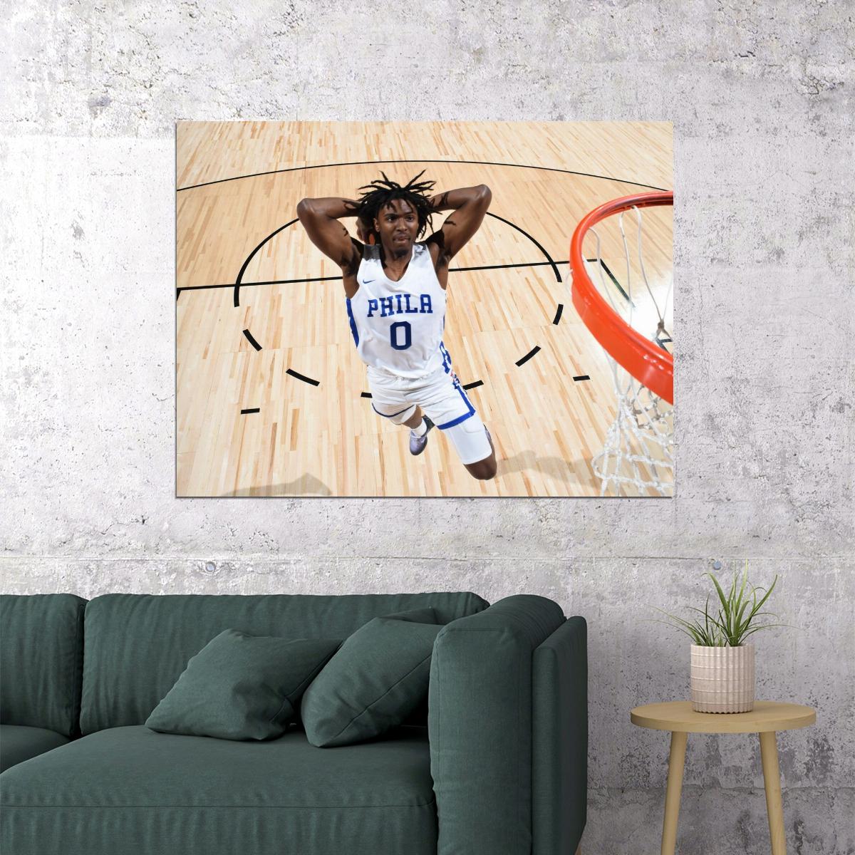 Tyrese Maxey Dunk Basketball Player Poster Motivational Sports Print