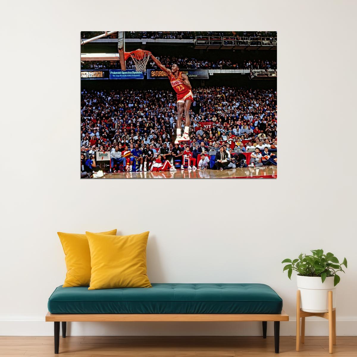 Dominique Wilkins Slam Dunk 1988 Dunk Contest  Basketball Player Poster Motivational Sports Print