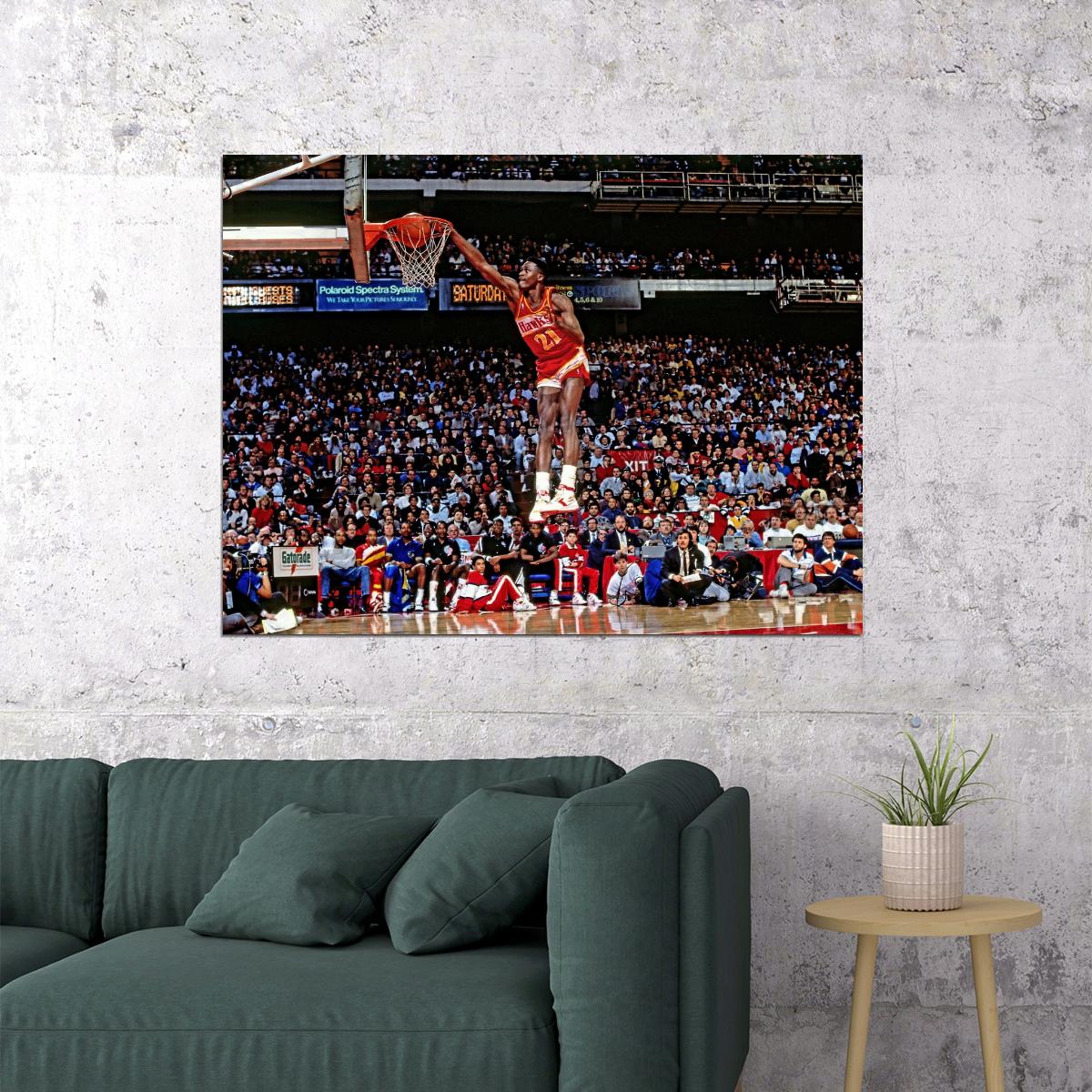 Dominique Wilkins Slam Dunk 1988 Dunk Contest  Basketball Player Poster Motivational Sports Print