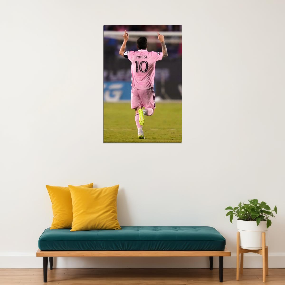 Lionel Messi USA Soccer Poster Famous Football Superstar Motivational Sports Print