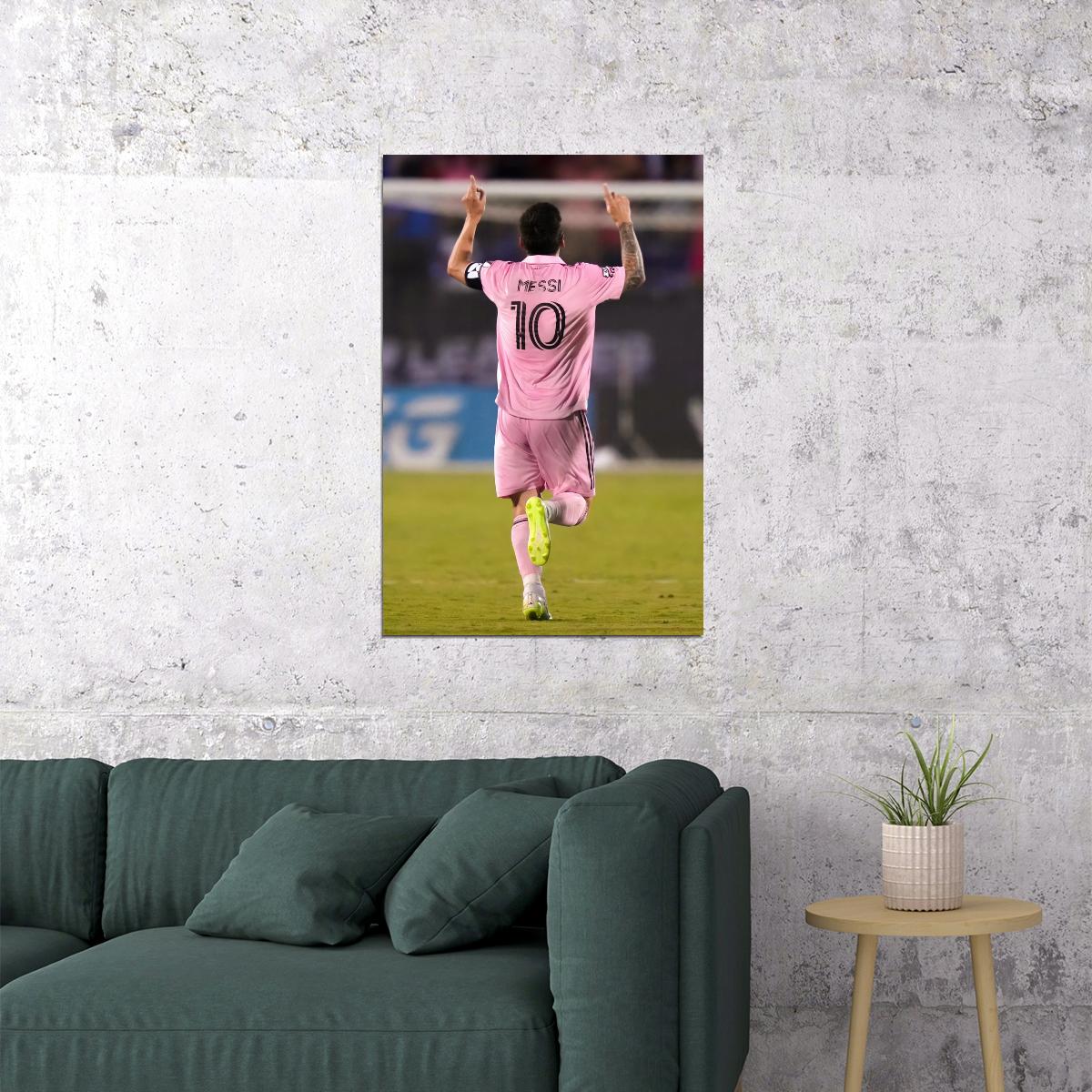 Lionel Messi USA Soccer Poster Famous Football Superstar Motivational Sports Print