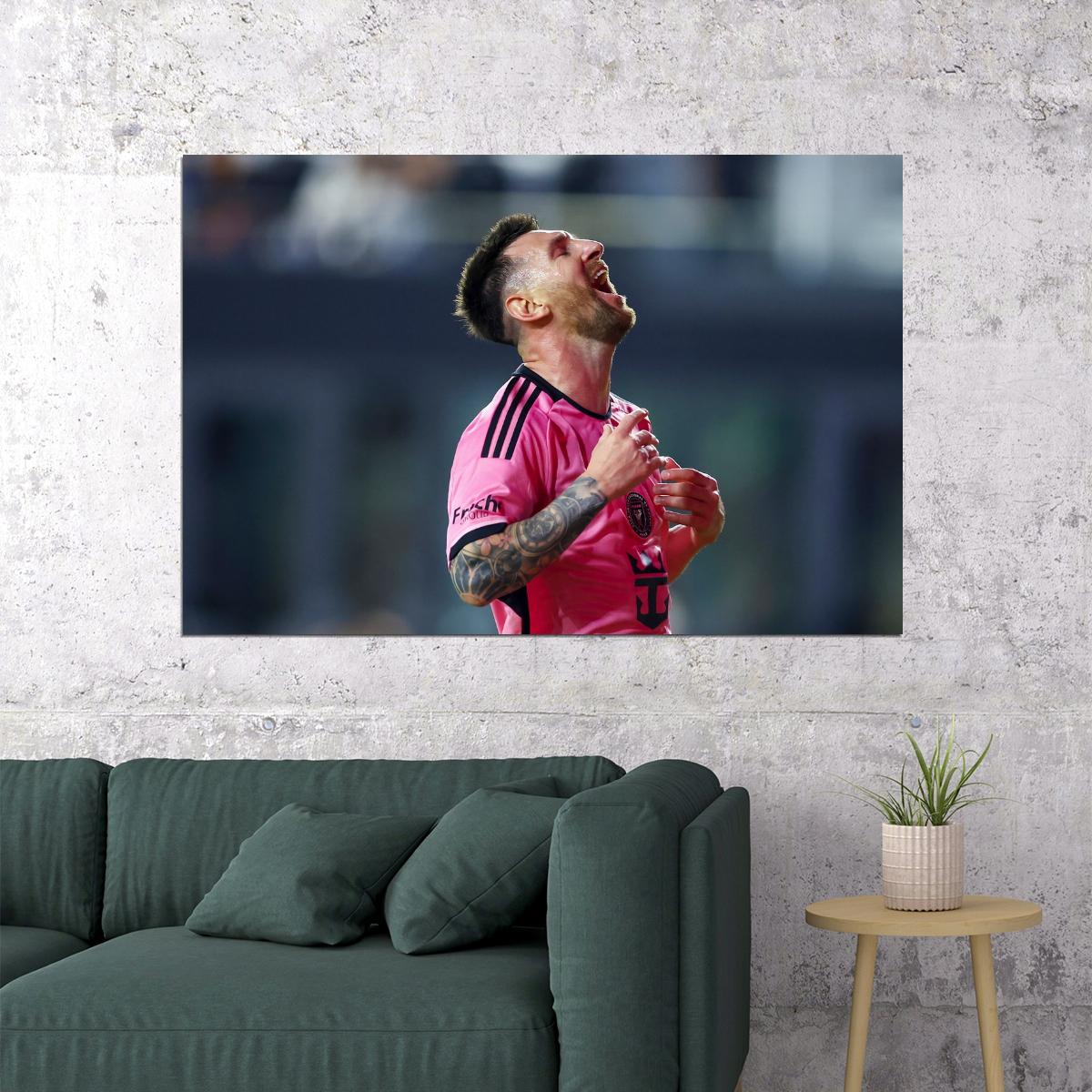 Lionel Messi USA Soccer Poster Famous Football Superstar Motivational Sports Print